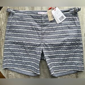 ORLEBAR BROWN BULLDOG SWIM TRUNKS 34 BOARD SHORTS FOUND STRIPE NAVY